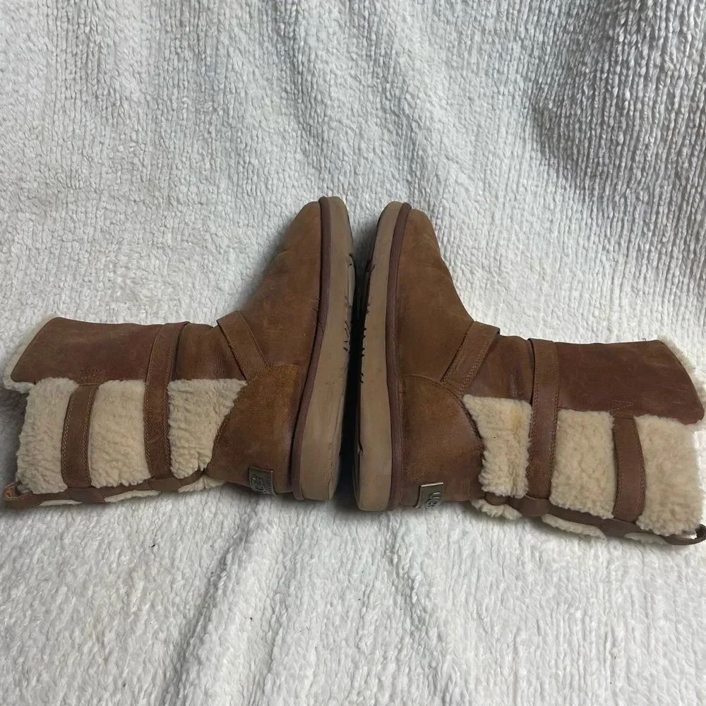UGG Australia Becket Leather Brown women’s Boots shearling lining women’s SZ10 - Picture 5 of 12